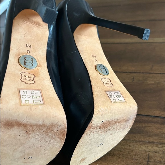 Bebe Platform Heels Size 8 M Black Leather - Picture 4 of 7